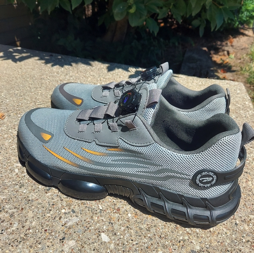Men's Gray and Black, Steel-Toe, Athletic Shoes